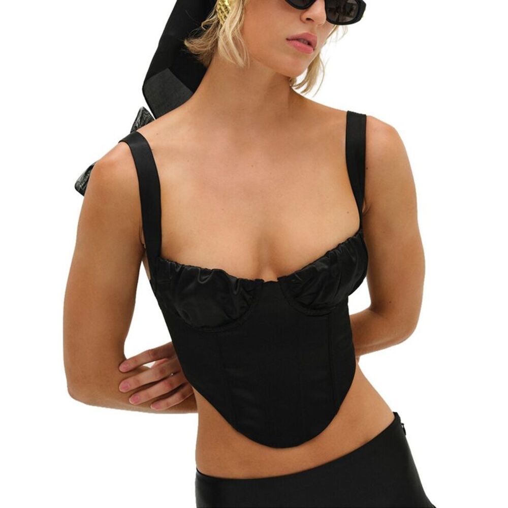For Love & Lemons Womens Nelly Corset Top, Black